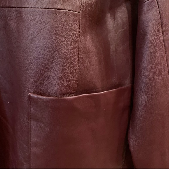 FINAL PRICE Dialogue vintage wine leather button front lined jacket size Large - Picture 6 of 13